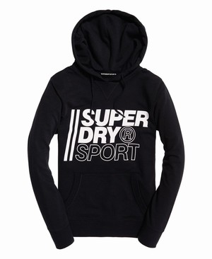 Superdry Core Sport Overhead Női Kapucnis Pulóver Fekete | PWUMC1475